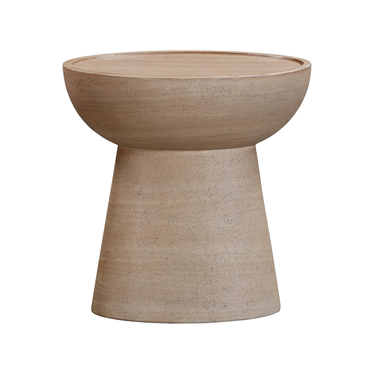 TOV Eclipse Textured Faux Travertine Indoor / Outdoor Side Table