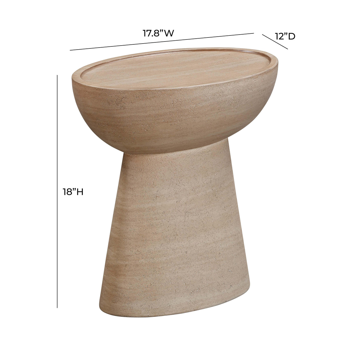 TOV Eclipse Textured Faux Travertine Indoor / Outdoor Side Table