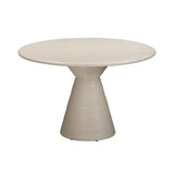TOV Fern Beige Textured Faux Plaster Concrete Indoor / Outdoor Round Dining Table
