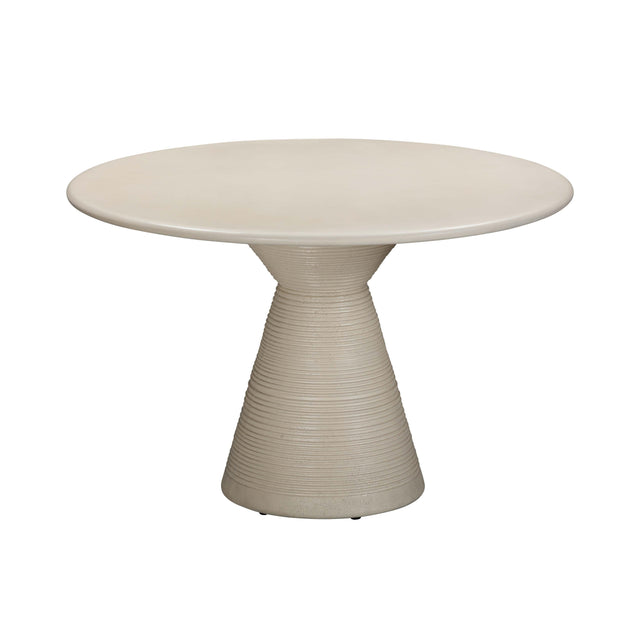 TOV Fern Beige Textured Faux Plaster Concrete Indoor / Outdoor Round Dining Table