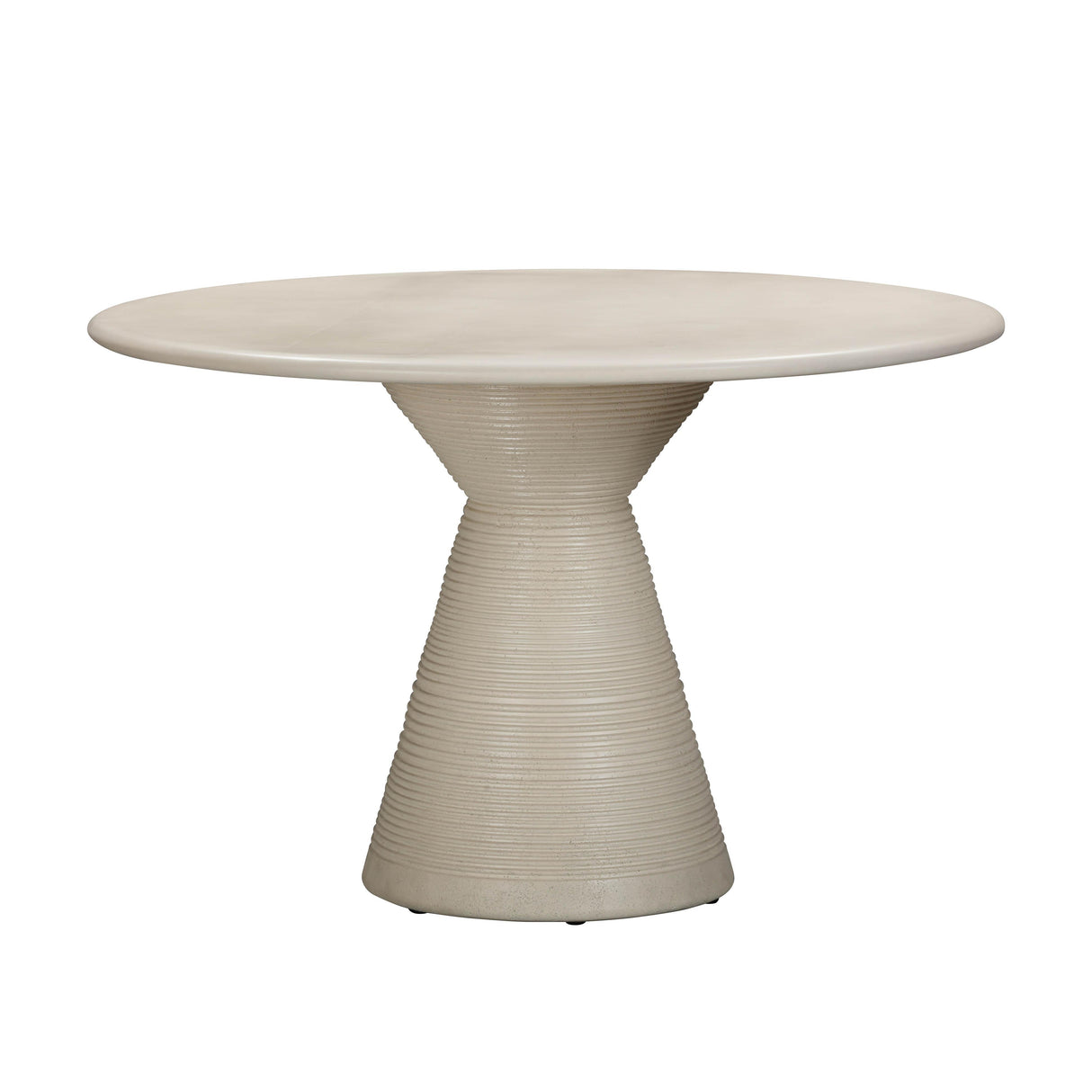 TOV Fern Beige Textured Faux Plaster Concrete Indoor / Outdoor Round Dining Table