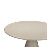 TOV Fern Beige Textured Faux Plaster Concrete Indoor / Outdoor Round Dining Table
