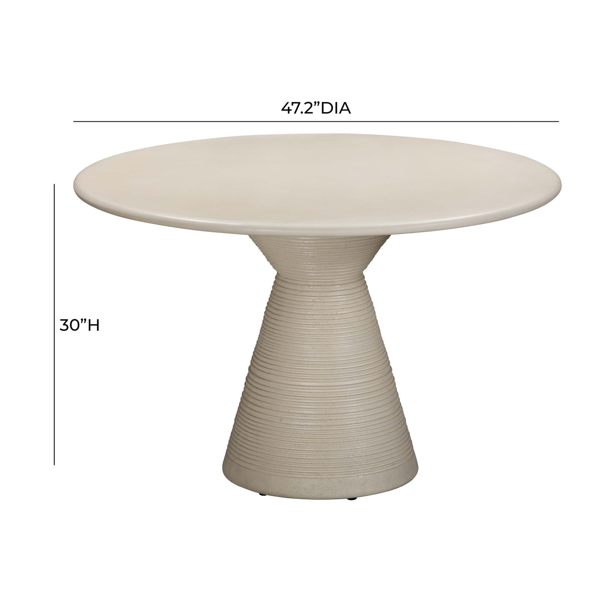 TOV Fern Beige Textured Faux Plaster Concrete Indoor / Outdoor Round Dining Table