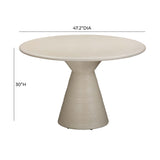 TOV Fern Beige Textured Faux Plaster Concrete Indoor / Outdoor Round Dining Table