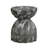 TOV Turin Black Faux Marble Indoor / Outdoor Concrete Stool