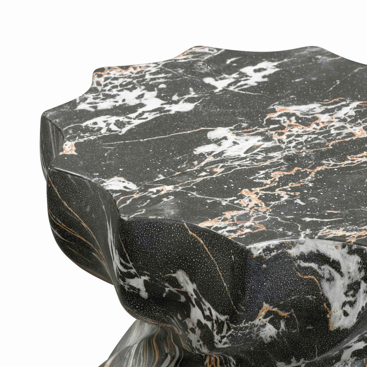TOV Turin Black Faux Marble Indoor / Outdoor Concrete Stool