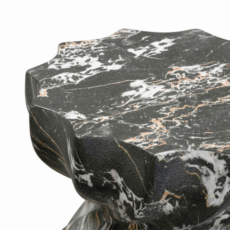 TOV Turin Black Faux Marble Indoor / Outdoor Concrete Stool