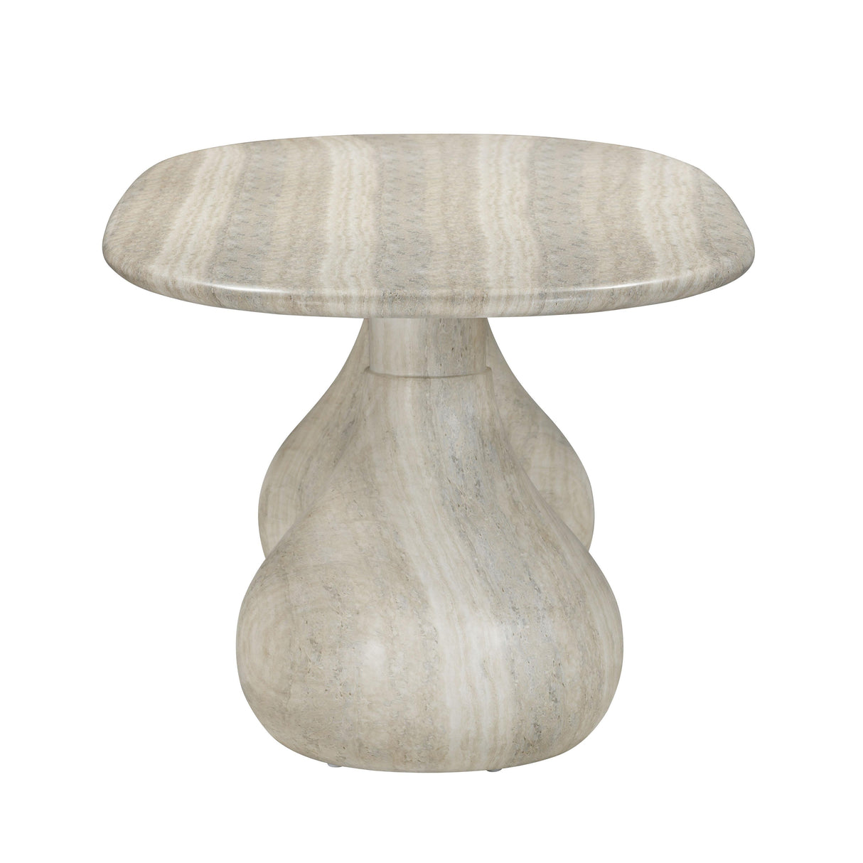 TOV Smooch Faux Travertine Indoor / Outdoor Pedestal Dining Table