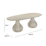 TOV Smooch Faux Travertine Indoor / Outdoor Pedestal Dining Table