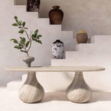 TOV Smooch Faux Travertine Indoor / Outdoor Pedestal Dining Table