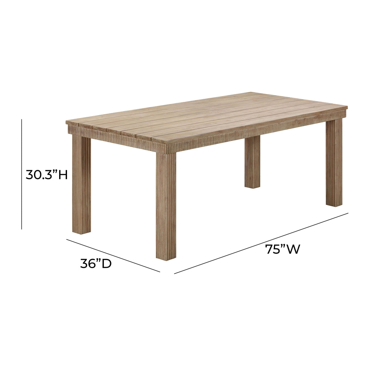 TOV Cassie Natural 75 Inch Rectangular Outdoor Dining Table