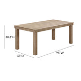 TOV Cassie Natural 75 Inch Rectangular Outdoor Dining Table
