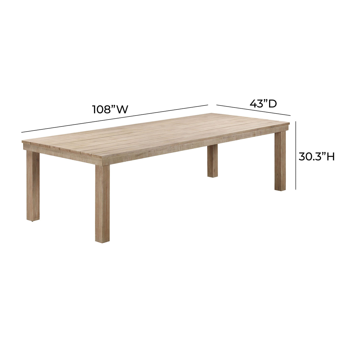 TOV Cassie Natural 108 Inch Rectangular Outdoor Dining Table