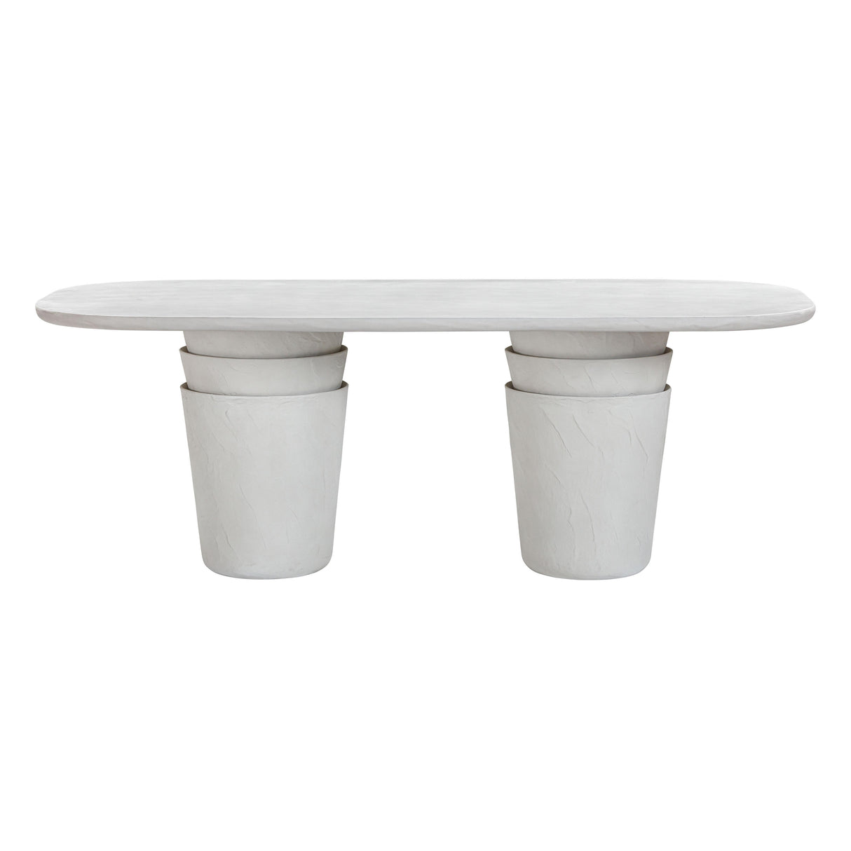 TOV Margot Light Grey Faux Plaster Indoor / Outdoor Concrete Dining Table