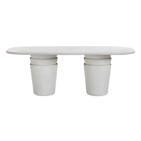 TOV Margot Light Grey Faux Plaster Indoor / Outdoor Concrete Dining Table