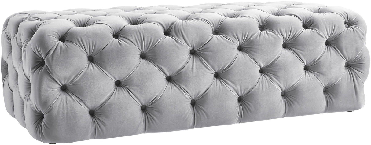 TOV Kaylee Grey Velvet Ottoman