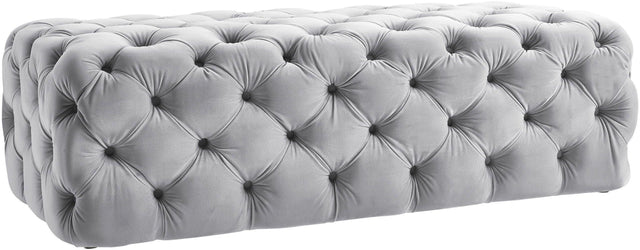 TOV Kaylee Grey Velvet Ottoman