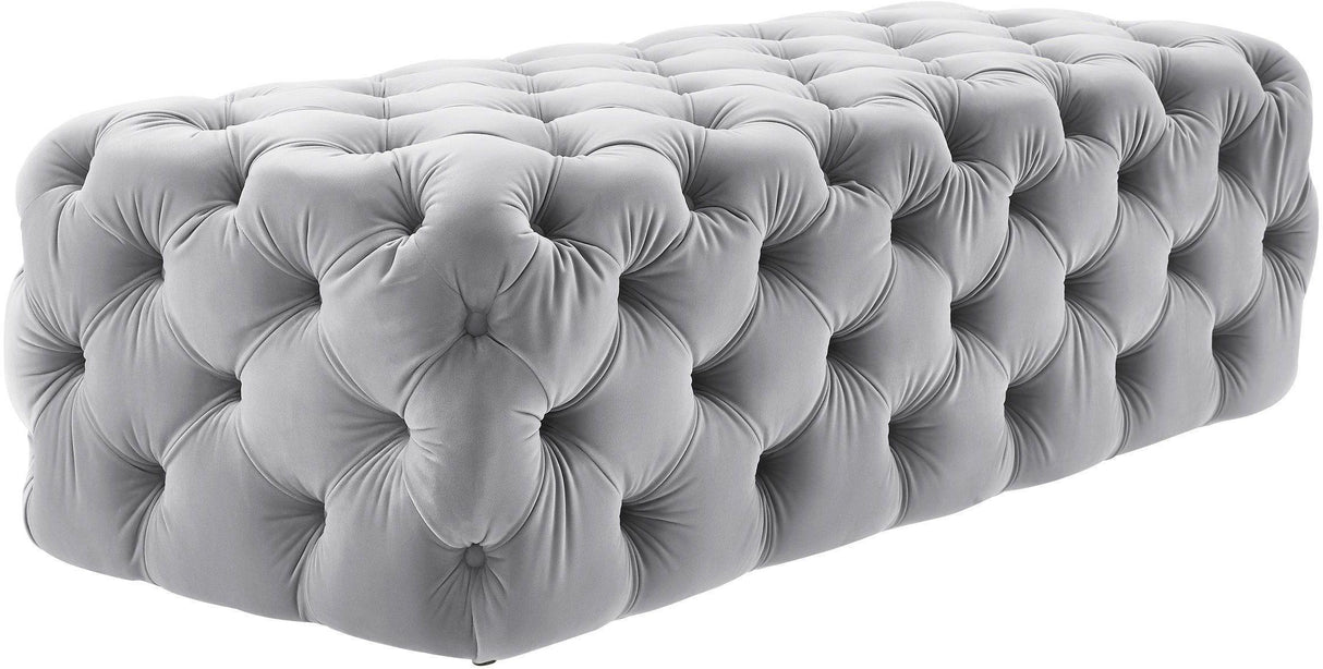 TOV Kaylee Grey Velvet Ottoman