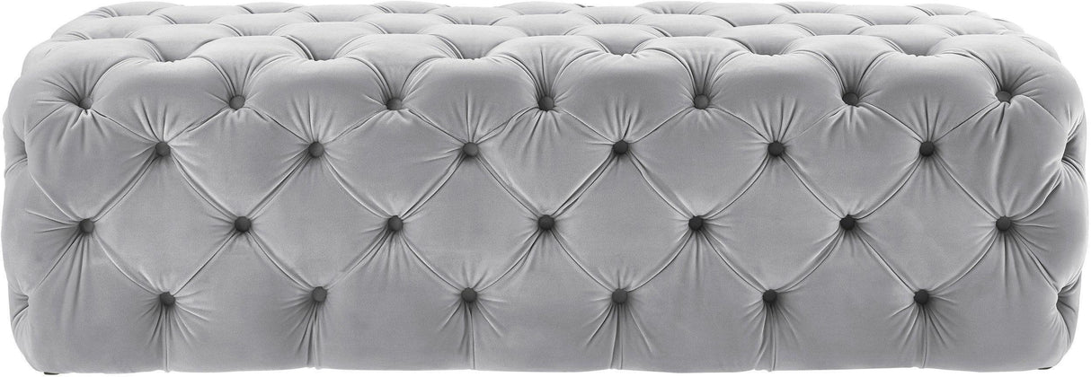 TOV Kaylee Grey Velvet Ottoman