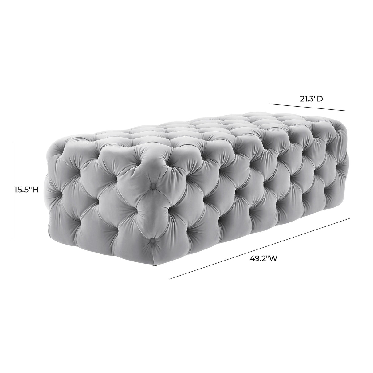 TOV Kaylee Grey Velvet Ottoman