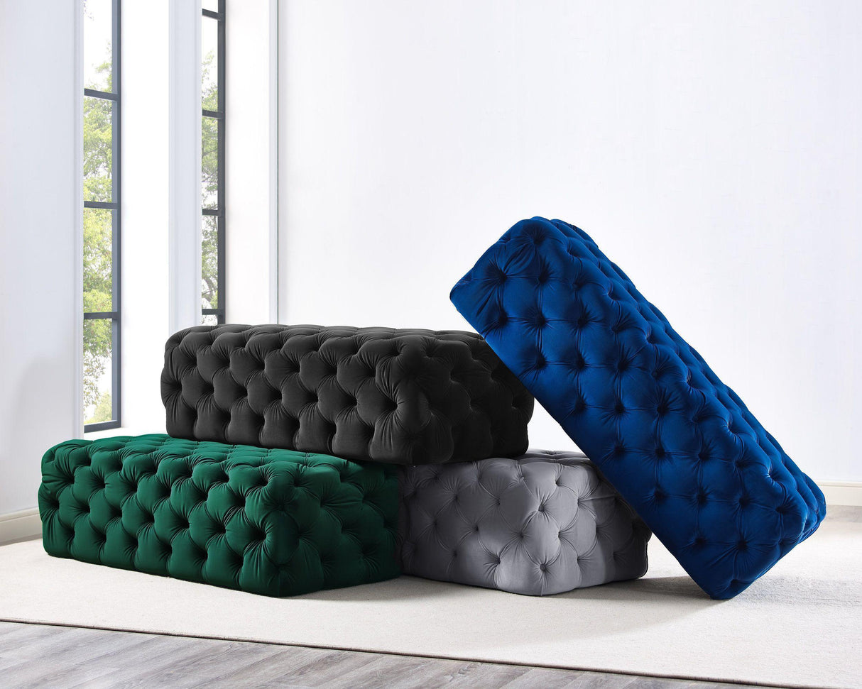 TOV Kaylee Grey Velvet Ottoman