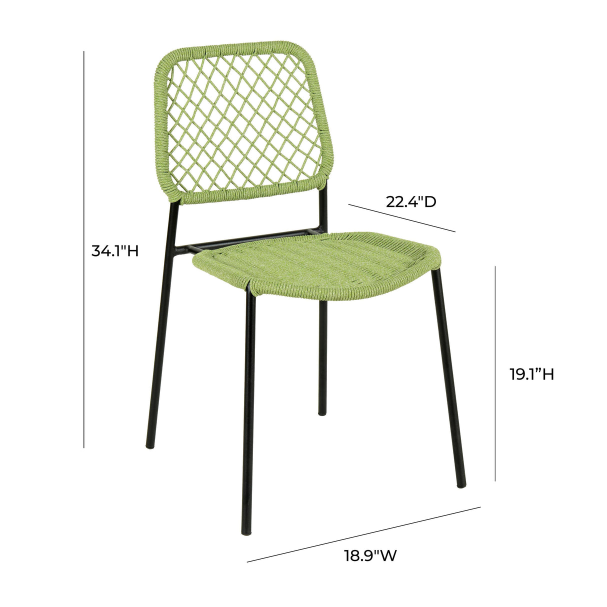 TOV Lucy Green Dyed Cord Outdoor Dining Chair