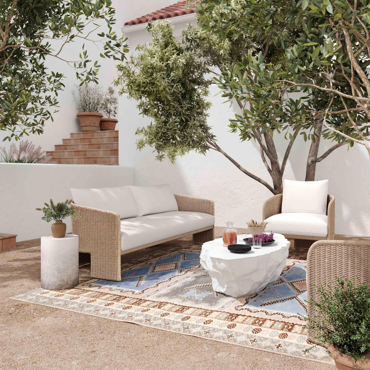 TOV Alexa Cream Performance Fabric Outdoor Sofa