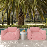 TOV Saint Tropez Pearl and Red Striped Stuffed Outdoor Armchair