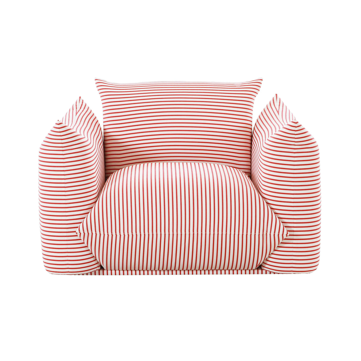 TOV Saint Tropez Pearl and Red Striped Stuffed Outdoor Armchair