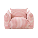 TOV Saint Tropez Pearl and Red Striped Stuffed Outdoor Armchair