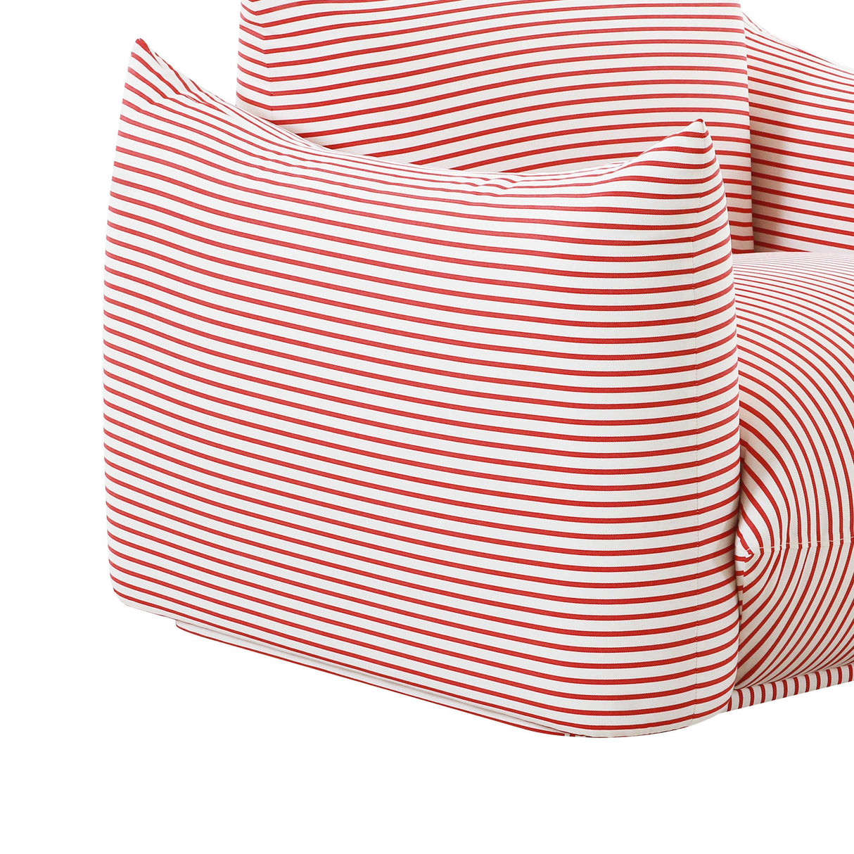 TOV Saint Tropez Pearl and Red Striped Stuffed Outdoor Armchair