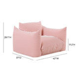 TOV Saint Tropez Pearl and Red Striped Stuffed Outdoor Armchair
