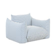 TOV Saint Tropez Pearl and Blue Striped Stuffed Outdoor Armchair