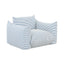TOV Saint Tropez Pearl and Blue Striped Stuffed Outdoor Armchair