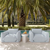TOV Saint Tropez Pearl and Blue Striped Stuffed Outdoor Armchair