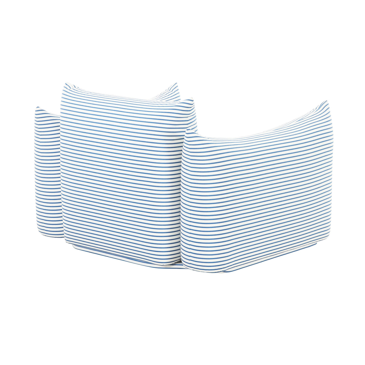 TOV Saint Tropez Pearl and Blue Striped Stuffed Outdoor Armchair