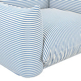 TOV Saint Tropez Pearl and Blue Striped Stuffed Outdoor Armchair
