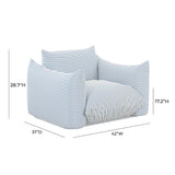 TOV Saint Tropez Pearl and Blue Striped Stuffed Outdoor Armchair