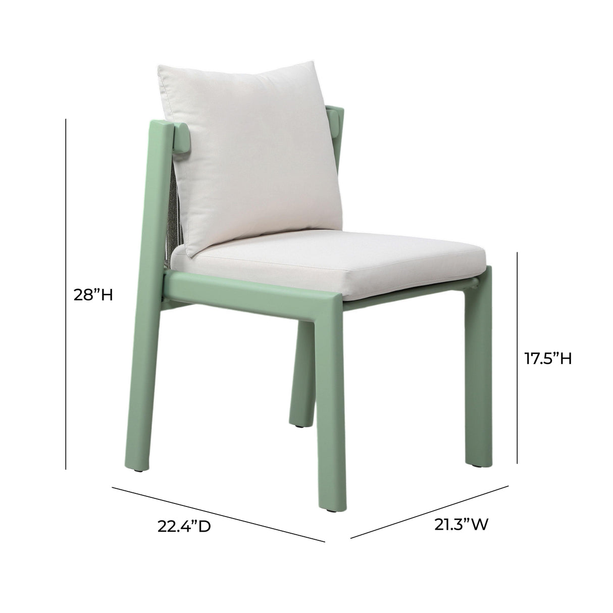 TOV Nancy Mint Green and Cream Outdoor Dining Chair