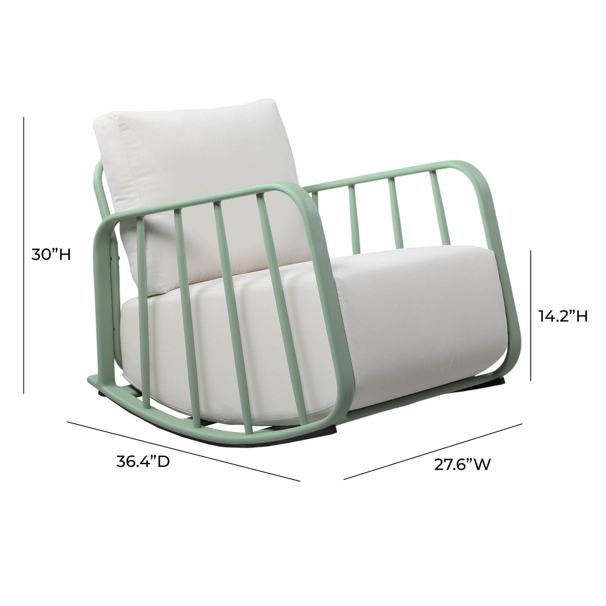 TOV Violette Mint Green and Cream Outdoor Rocking Chair