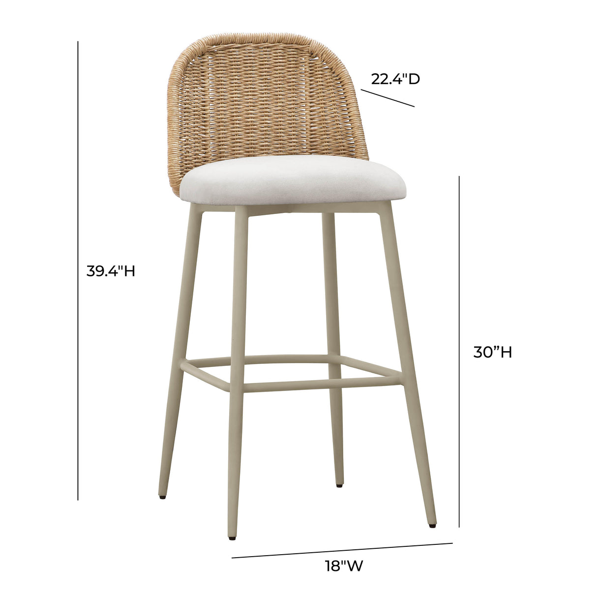 TOV Alexa Cream Performance Fabric Outdoor Barstool