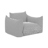 TOV Saint Tropez Pearl and Black Striped Stuffed Outdoor Armchair