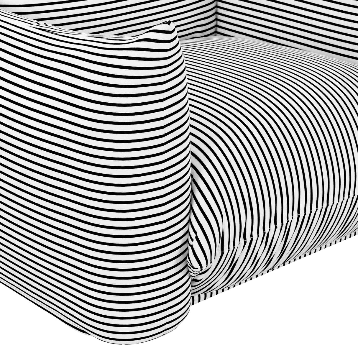 TOV Saint Tropez Pearl and Black Striped Stuffed Outdoor Armchair