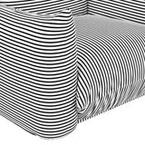 TOV Saint Tropez Pearl and Black Striped Stuffed Outdoor Armchair