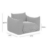 TOV Saint Tropez Pearl and Black Striped Stuffed Outdoor Armchair