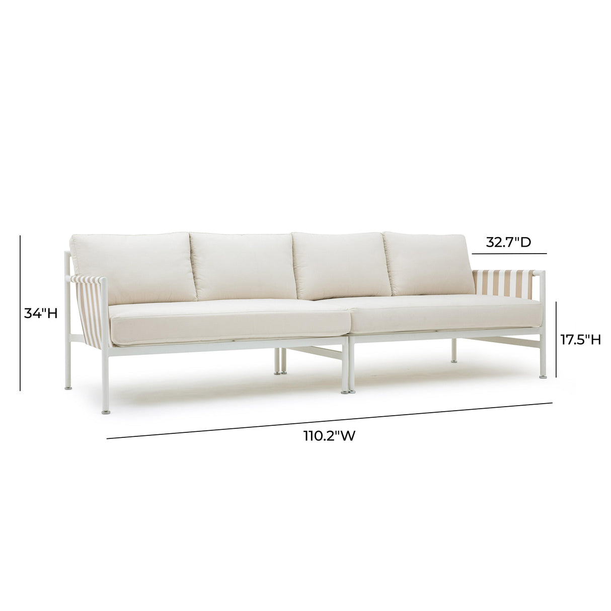 TOV Dunes Cream Outdoor 110" Sofa