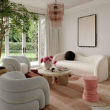 TOV Bounce Rose Pink Ruched Velvet Adjustable Ottoman