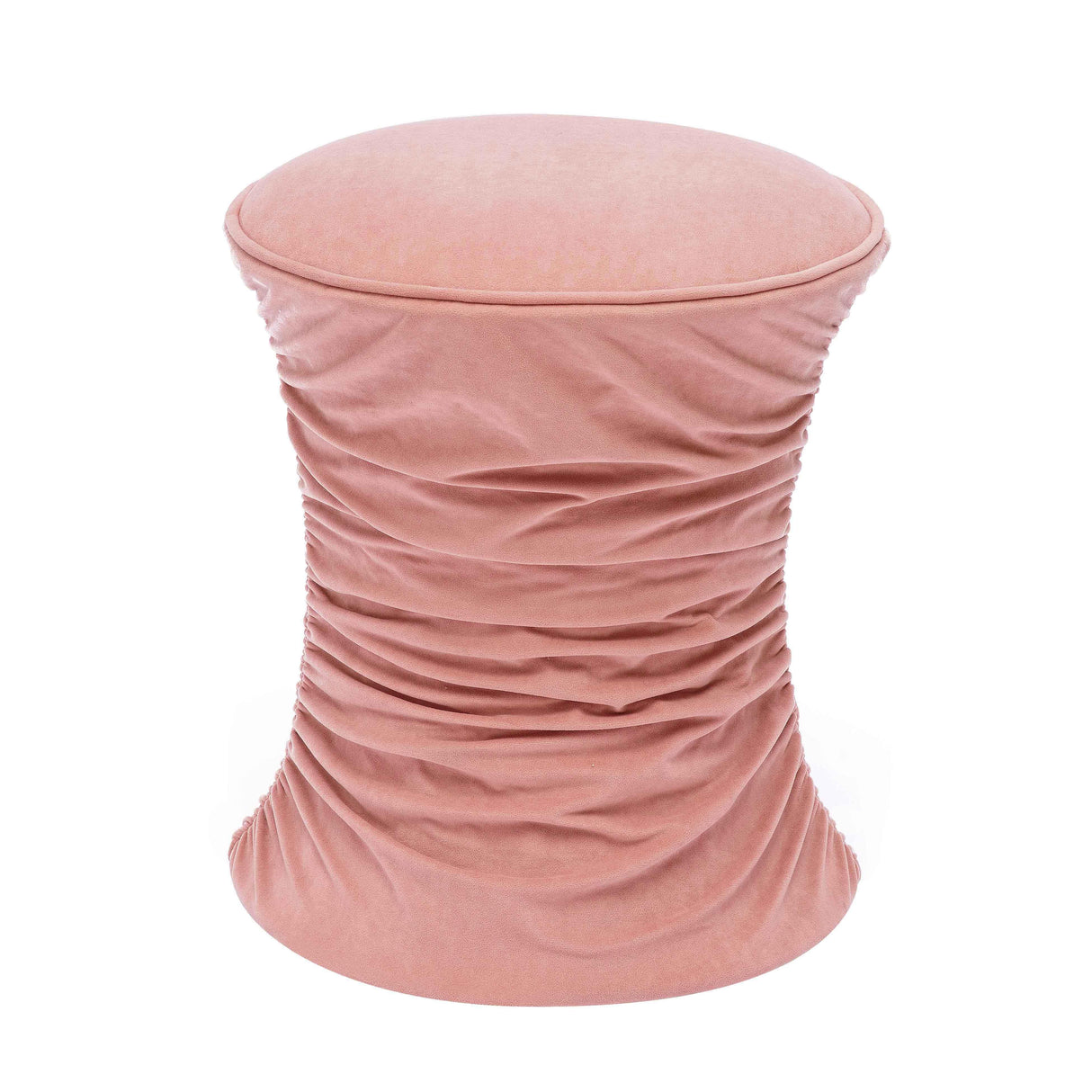 TOV Bounce Rose Pink Ruched Velvet Adjustable Ottoman