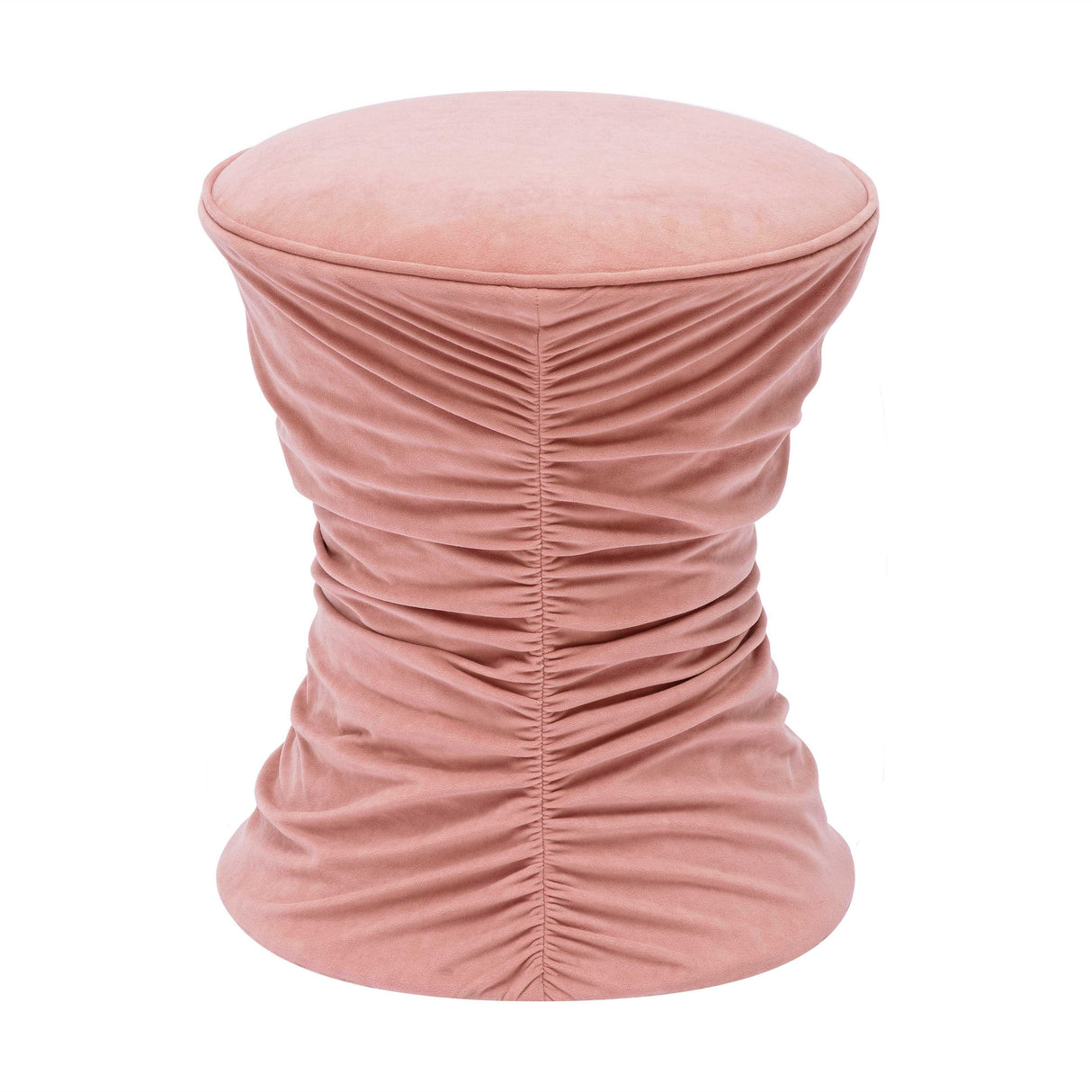 TOV Bounce Rose Pink Ruched Velvet Adjustable Ottoman