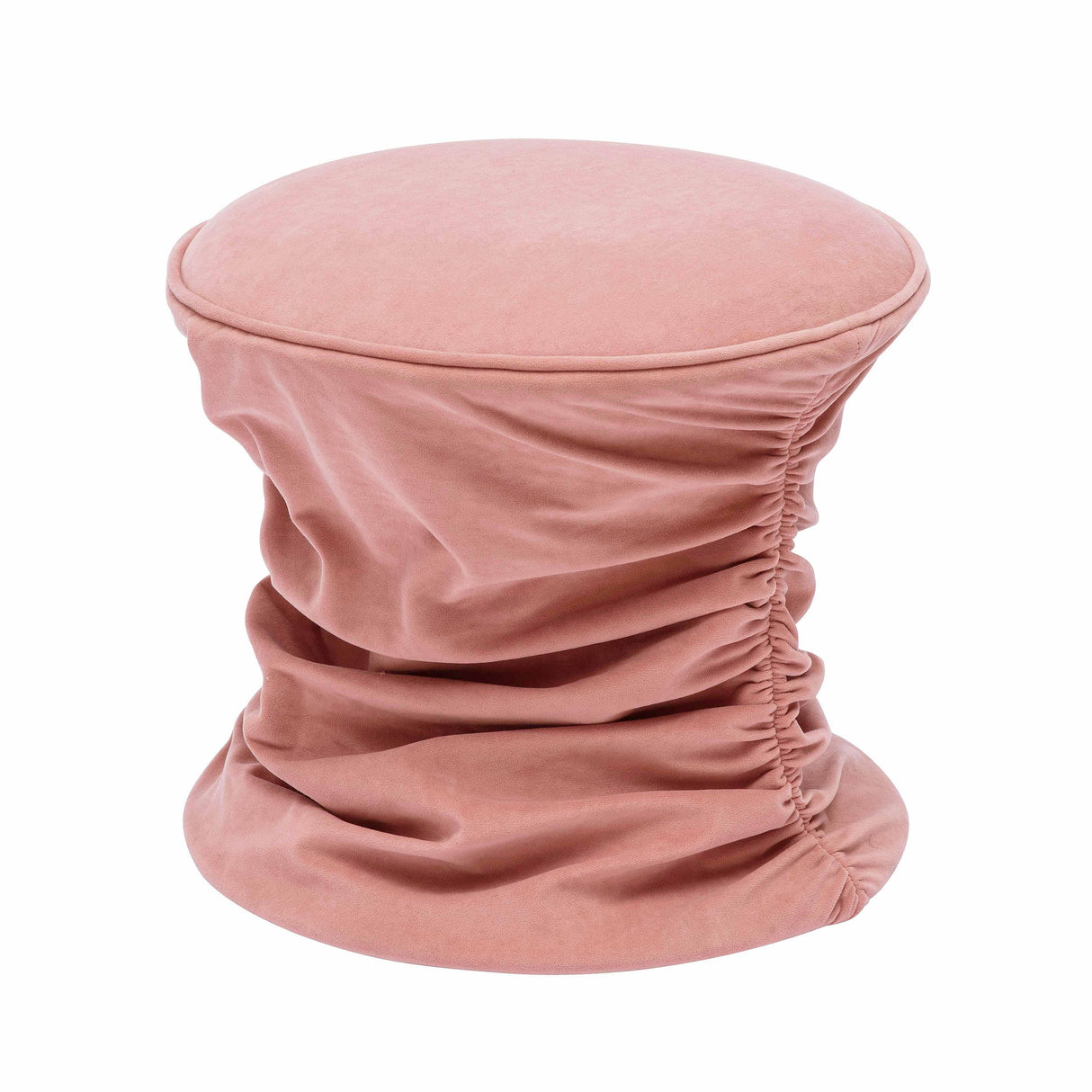TOV Bounce Rose Pink Ruched Velvet Adjustable Ottoman
